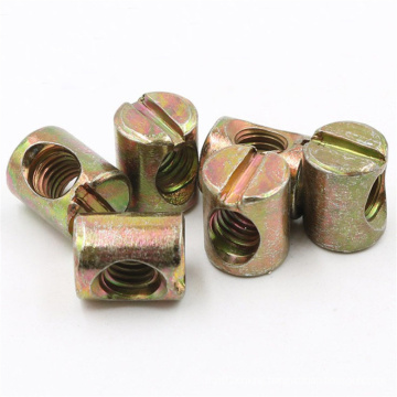 M6*20mm Customized Zinc Plated Carbon Steel Double Hole Slotted Barrel Nut